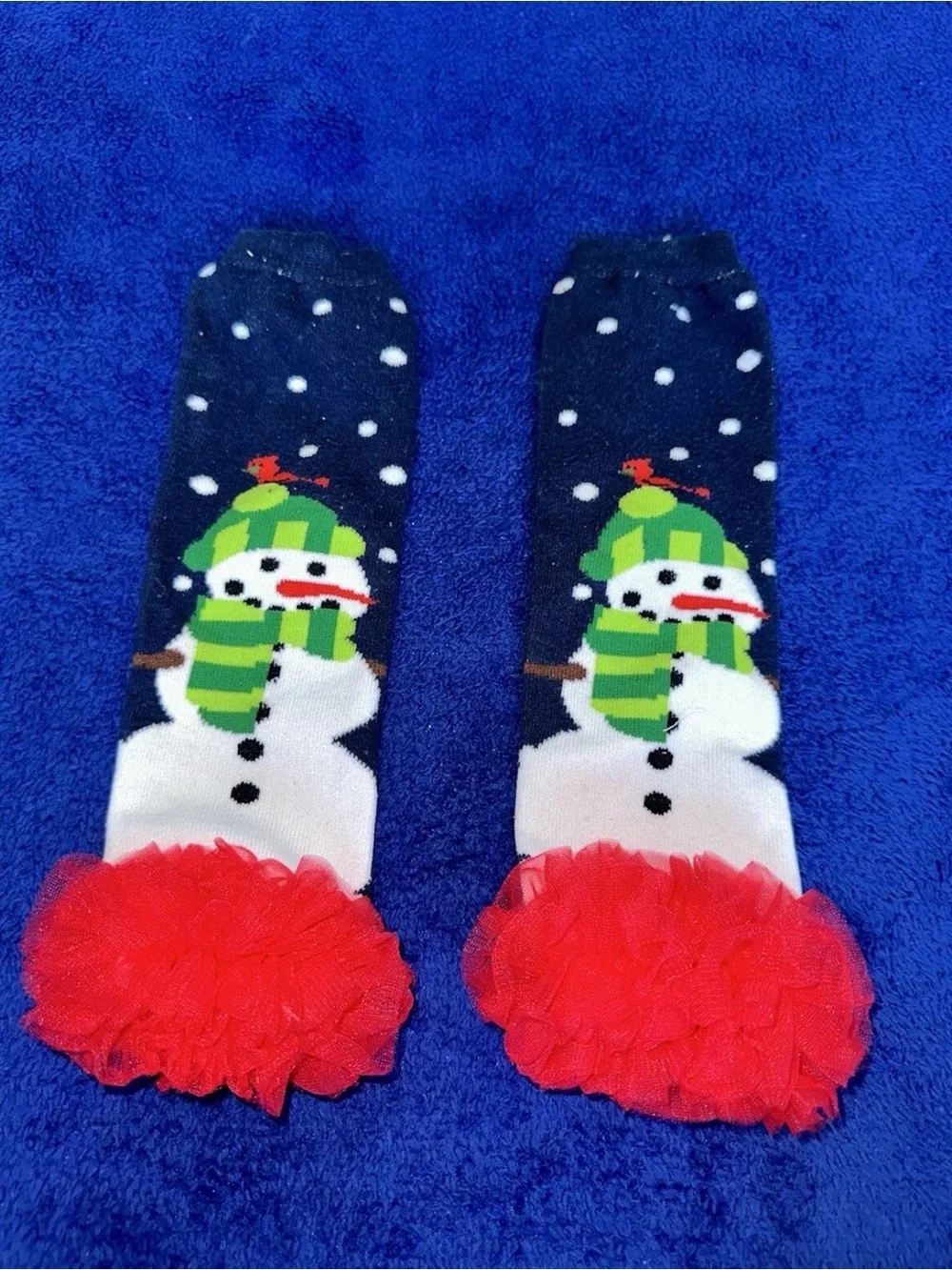 Unbranded Baby Girl Christmas Snowman Leg Warmers Size 6-12 Months